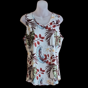 LuLaRoe Tropical Print Tank Top - Cream and Brown